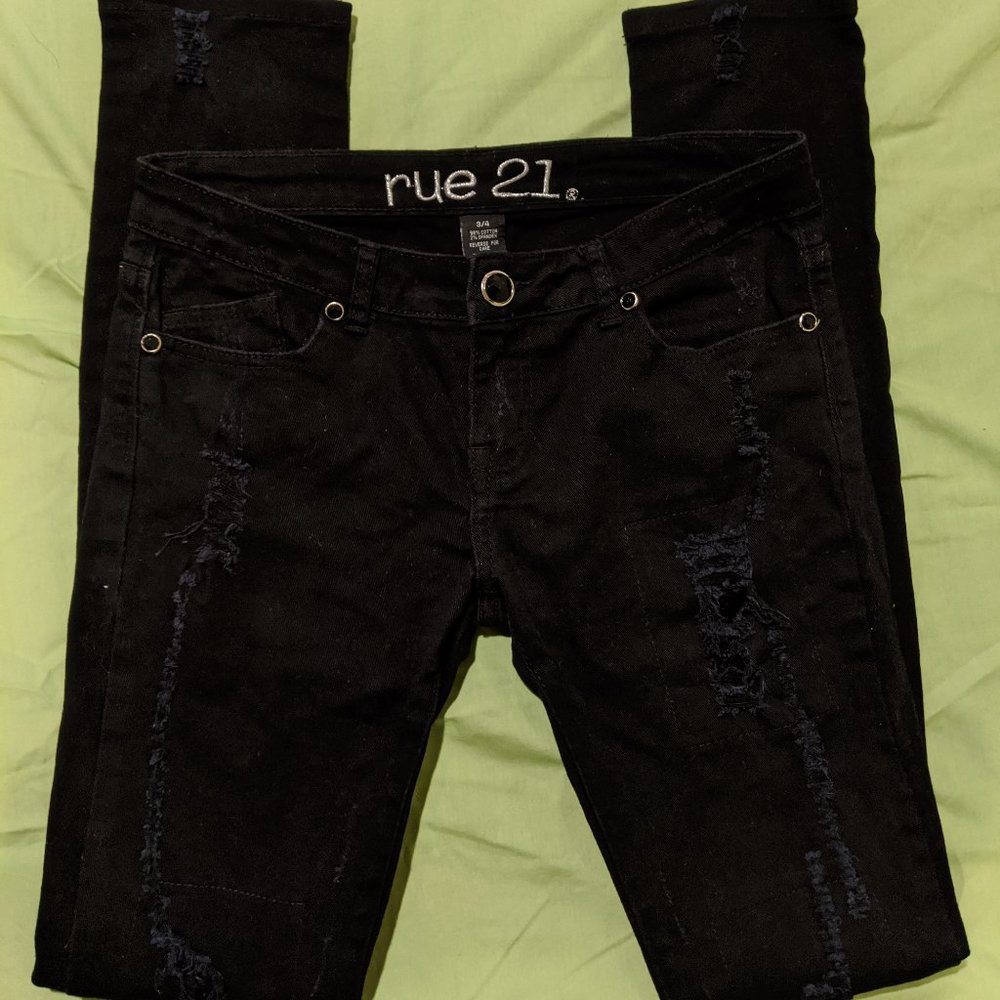 Black Ripped Sequin Skinny Jeans